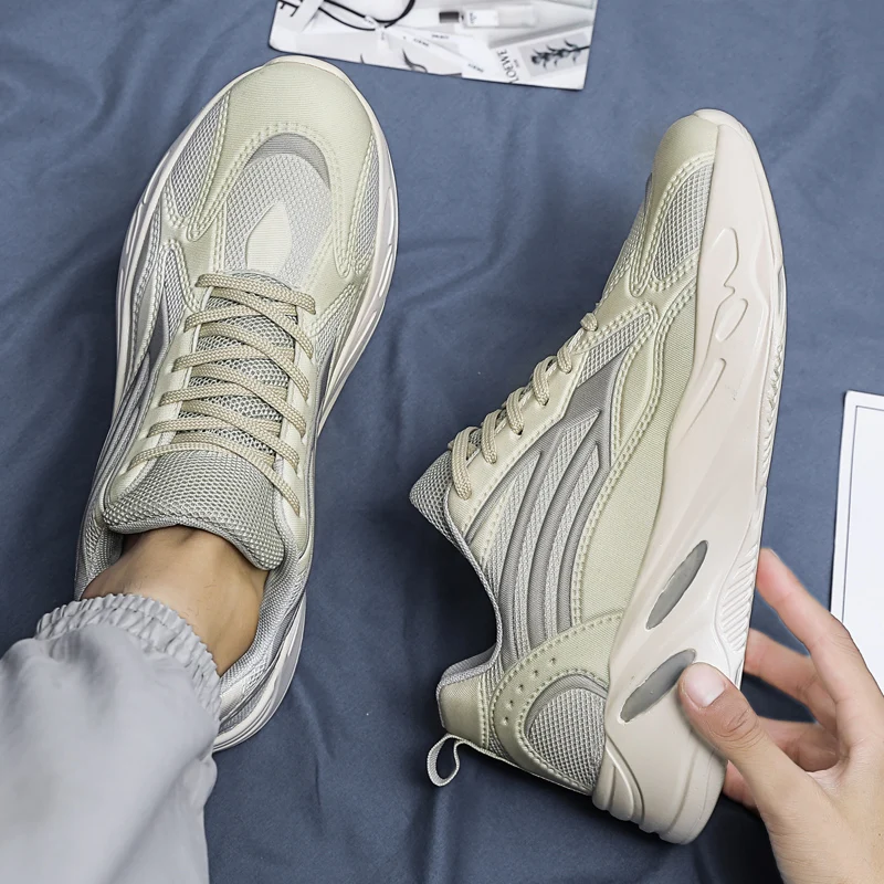 Mode maille décontracté Lac-up hommes léger vulcaniser chaussure marche baskets homme course chaussures de sport_voghion.com