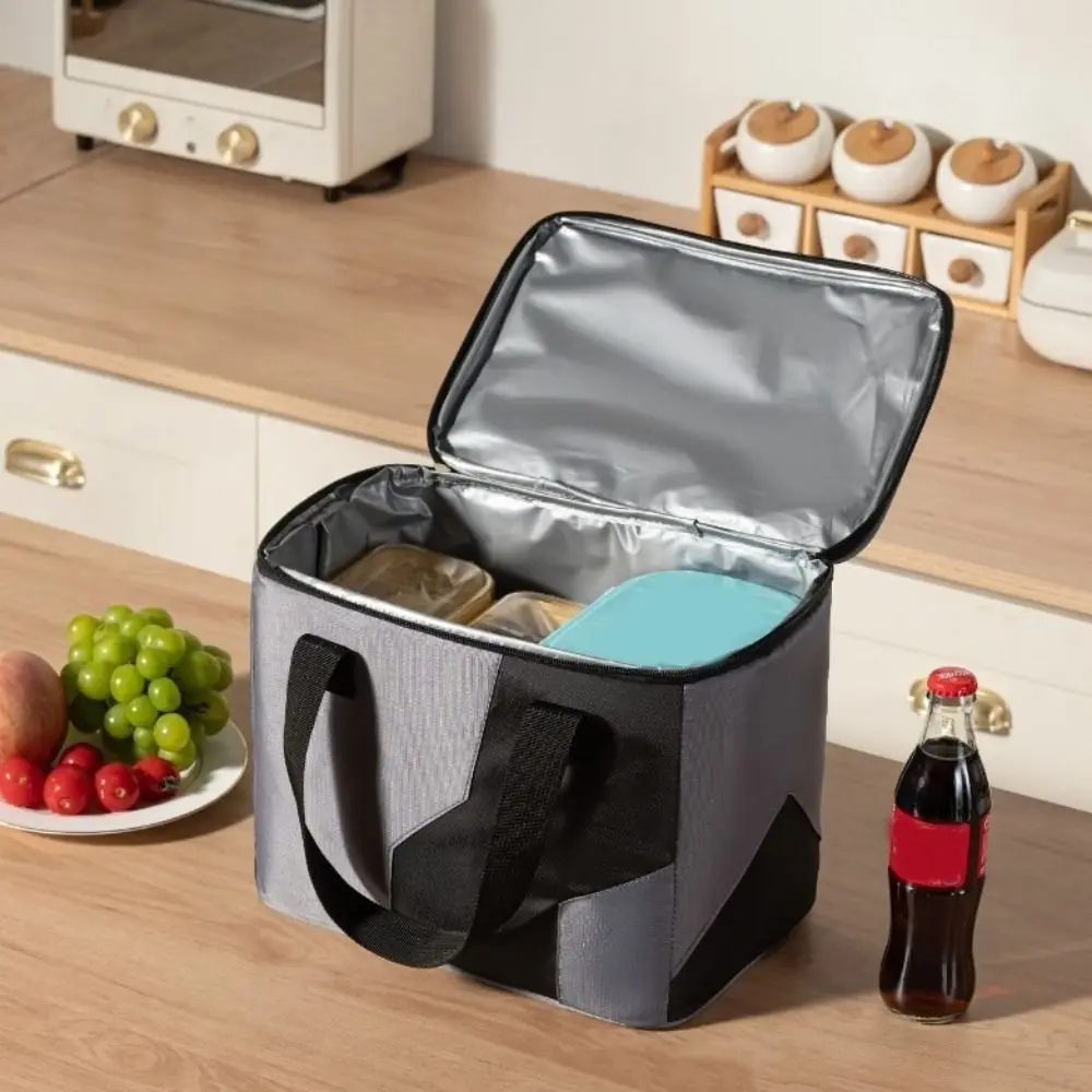 Practical Oxford Cloth Insulation Bag Waterproof Large Capacity Food Thermal Handbag with Handle Lunch Box Bag for Home