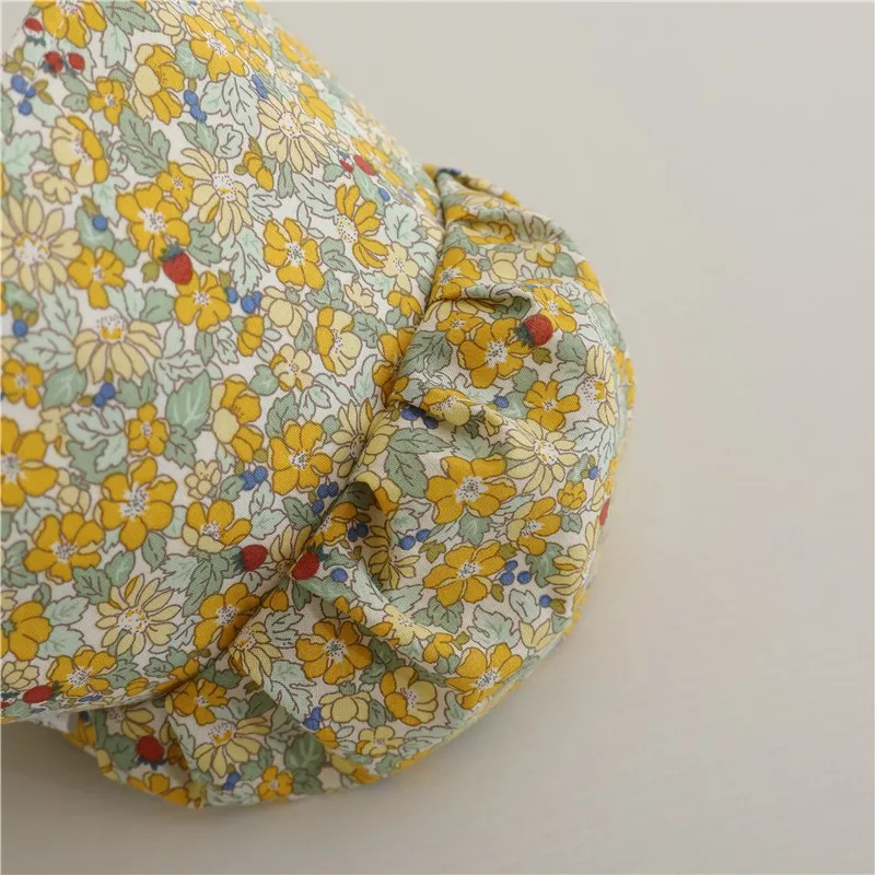 Summer Thin Boy Girl Children Floral Print Big Eaves Soft Caps Fashion Cotton Sunscreen Hat Infant Casual Caps Kid Flower Hats 4