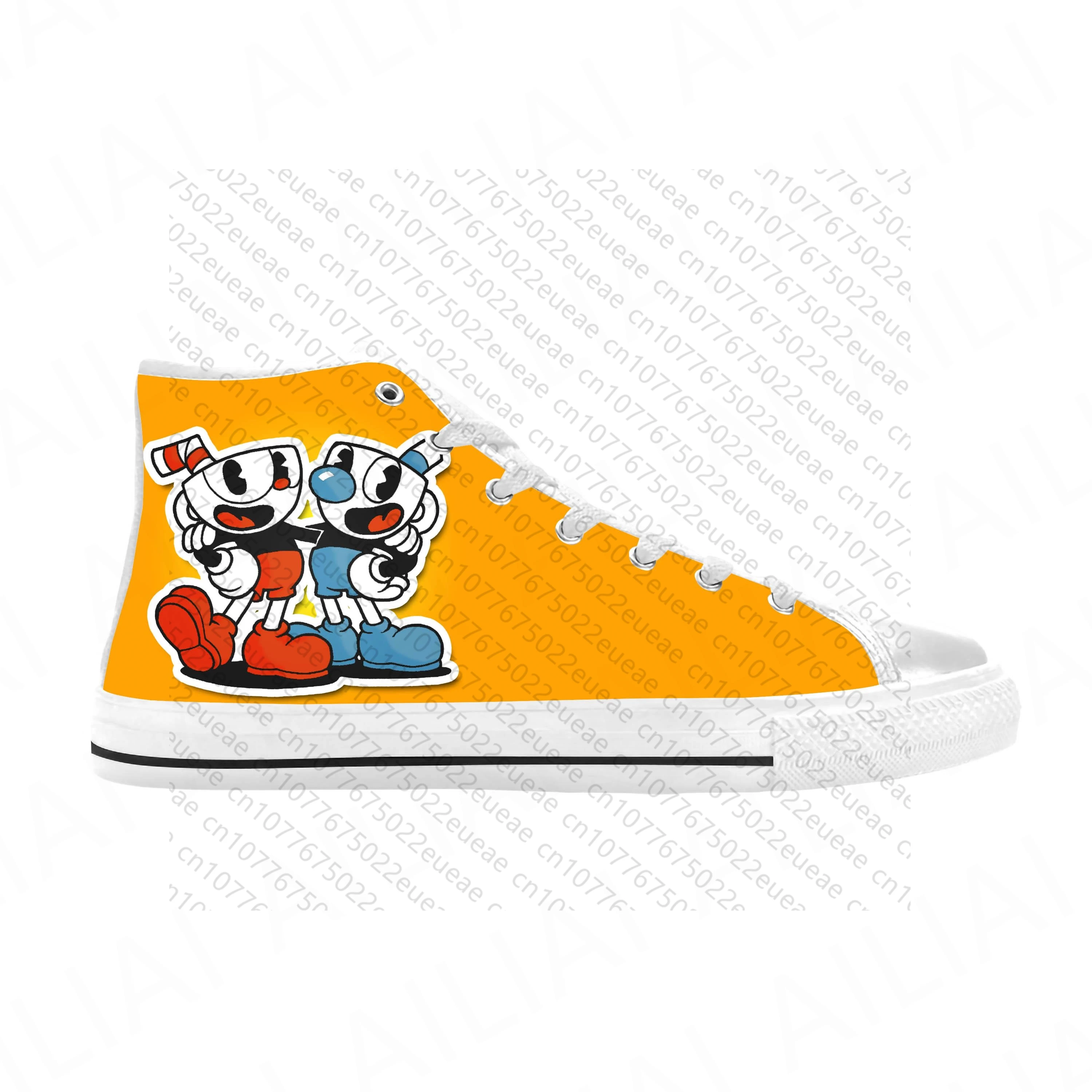

Hot Cupheads Mugmans Cup Anime Cartoon Game Manga Casual Cloth Shoes High Top Comfortable Breathable 3D Print Men Women Sneakers