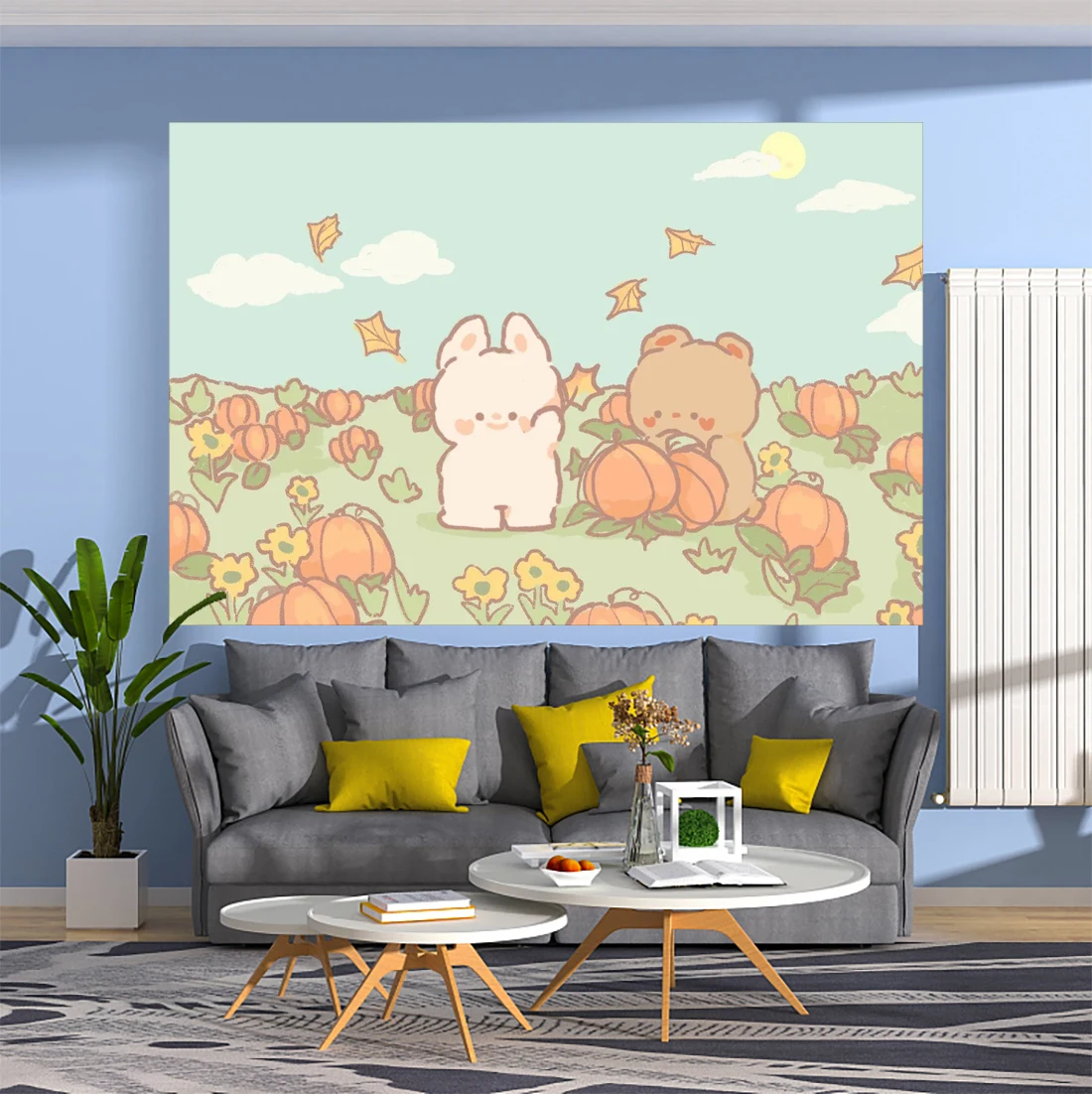 

XxDeco Small Fresh Tapestry Cartoon Cute Little Rabbit Printed Wall Hanging Carpets Bedroom Or Home For Decoration