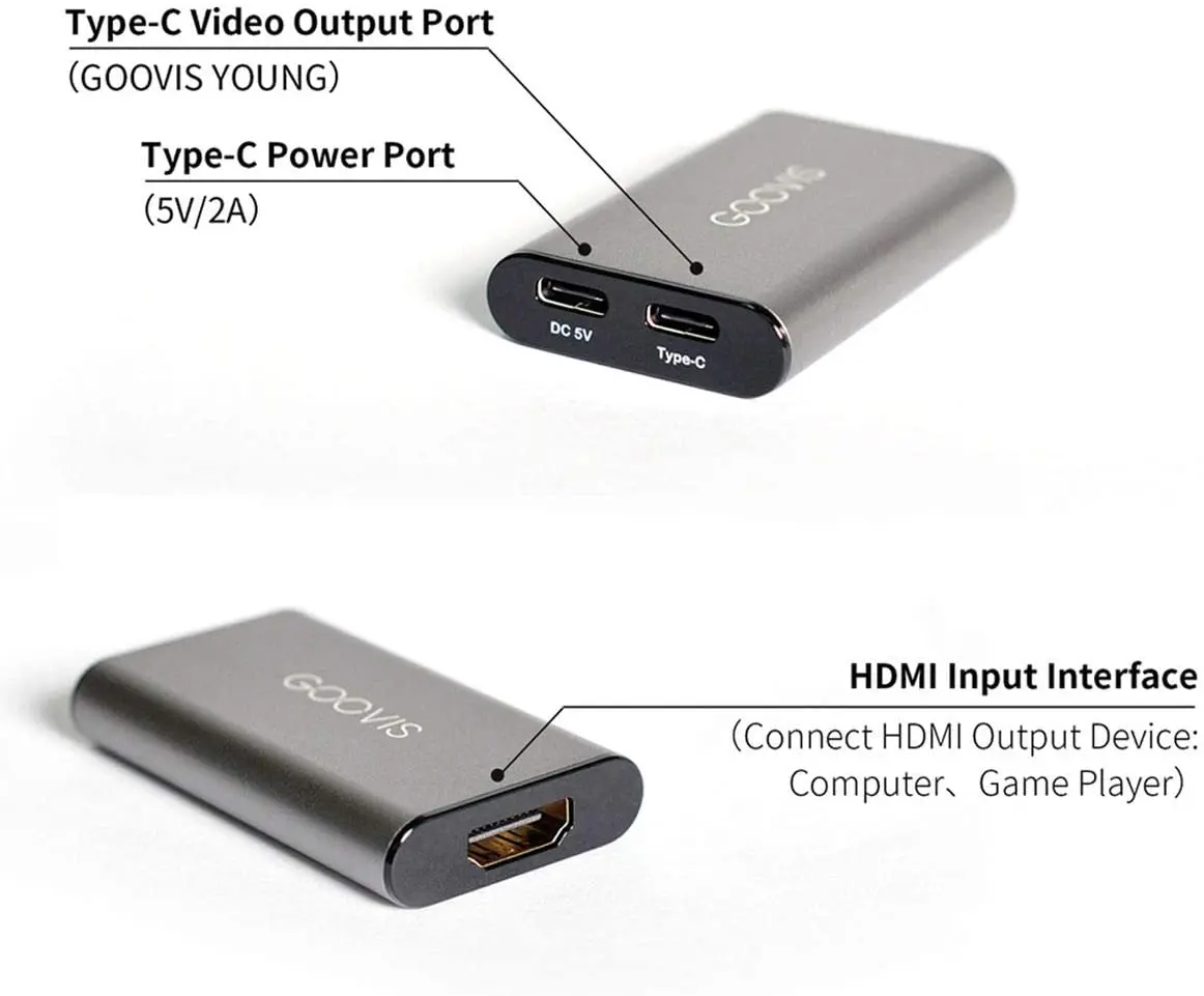 Goovis HDMI-Type-c Adapter Display Converter, HD 4K Converter, USB-c Portable Video Adapter
