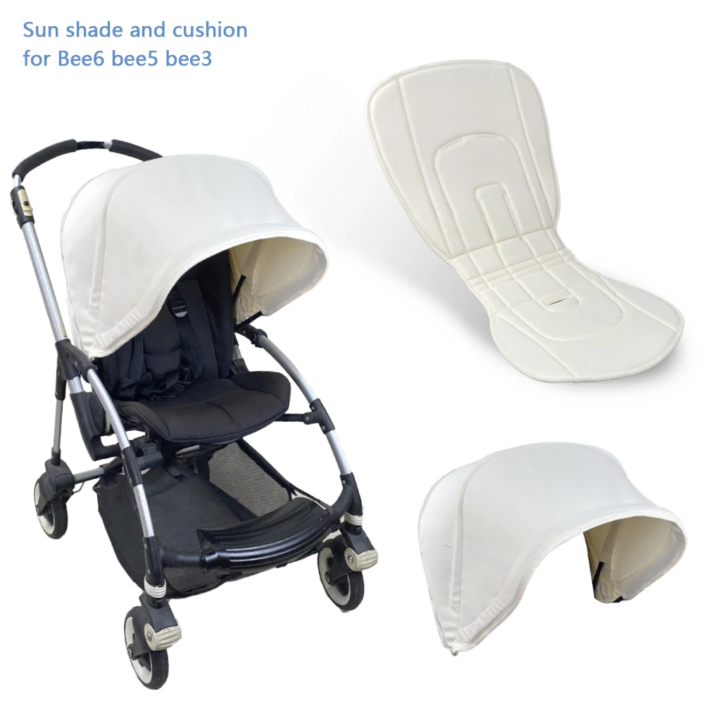 BabyStrollerSunShadeAwningCanopyAndSeatCushionForBugabooBee6Bee5Bee3UVProof.jpg