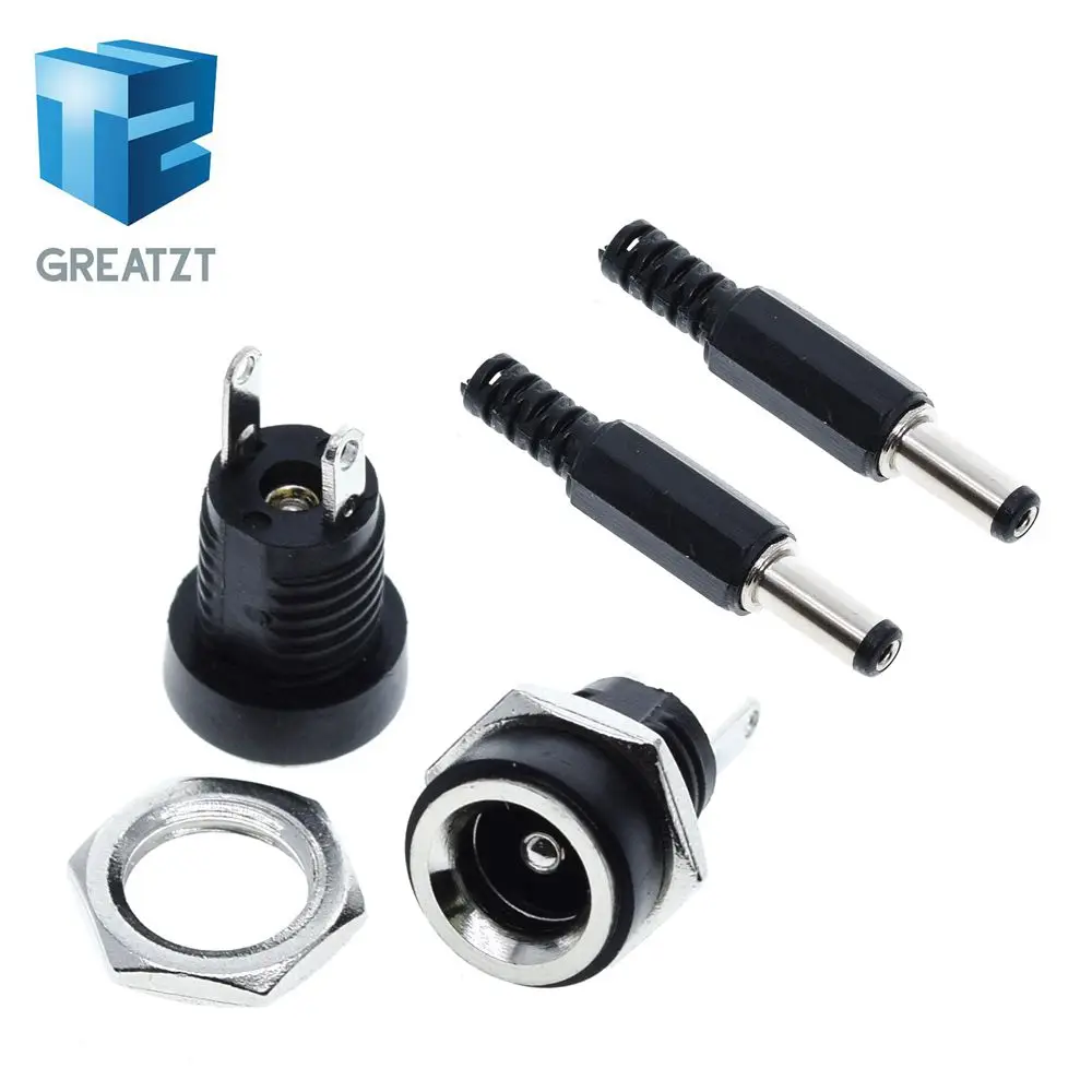 GREATZT 10PCS 5 Paar DC Power Stecker pin 2,1x5,5mm Weibliche Stecker Jack + Stecker Jack buchse Adapter DC-022B
