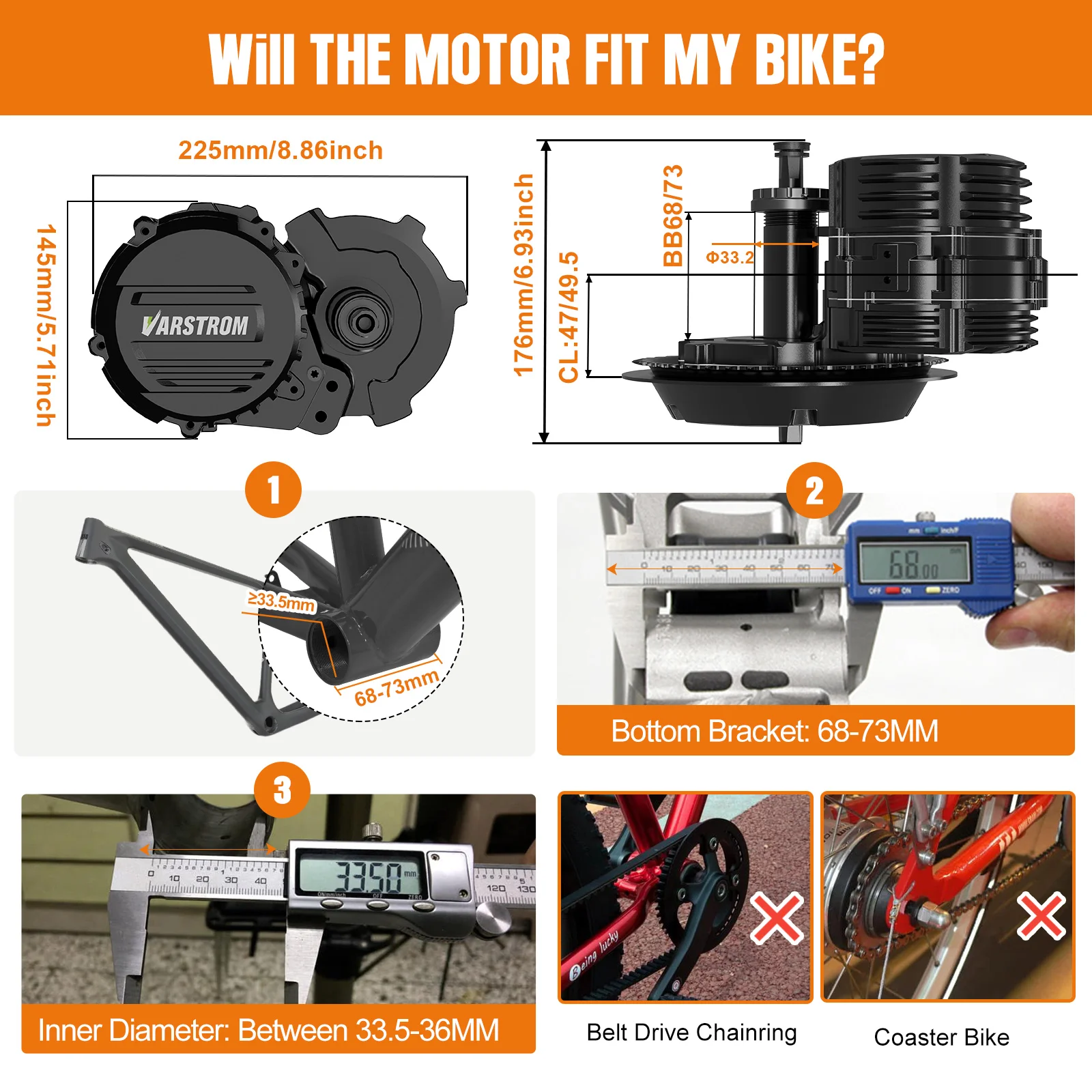 Tongsheng Mid-Drive E-Bike Kit TSDZ16 Motor 48V 1000W Elektromotor E-Bike Umbausatz, EKD01 Mini DZ40 Display 0-5 Stufen, BB 68-73mm Halterungsgröße, Max. Drehmoment 160Nm – Detail 9