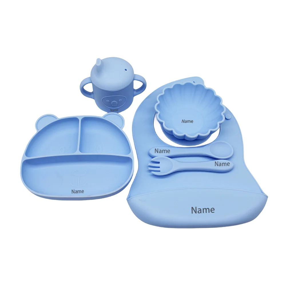6-Piece Silicone Tableware Set with Free Name Engraving Creative gifts tailored for boys and girls