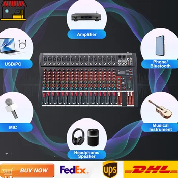 16- Channel 48V Bluetooth Audio Mixer| Studio Sound Mixers| Karaok DJ Console Mixing Console
