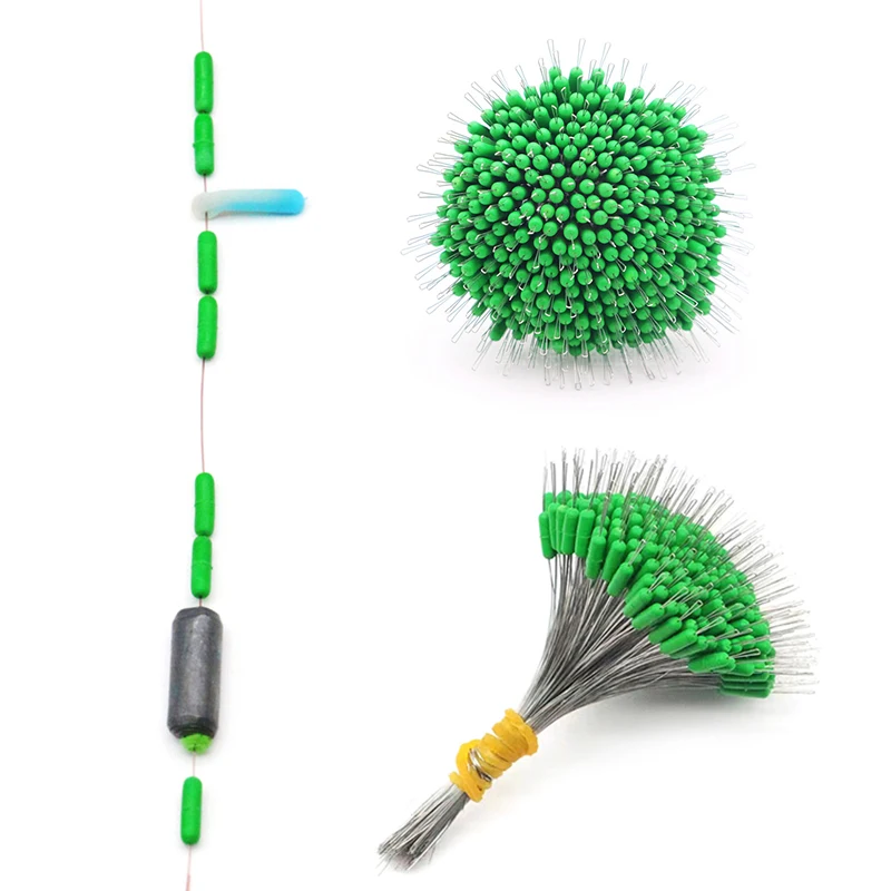 300 Pièces Stops En Caoutchouc Pour Flotteur De Pêche - Cylindriques, Couleur GN