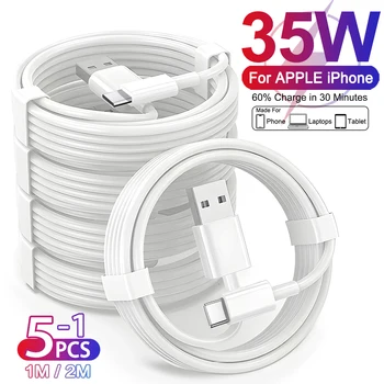 1-5Pcs Original 35W Fast Charging USB Cable For Apple iPhone 16 17 15 Pro Max Plus USB Type C Cables Data Line Phone Accessories 1