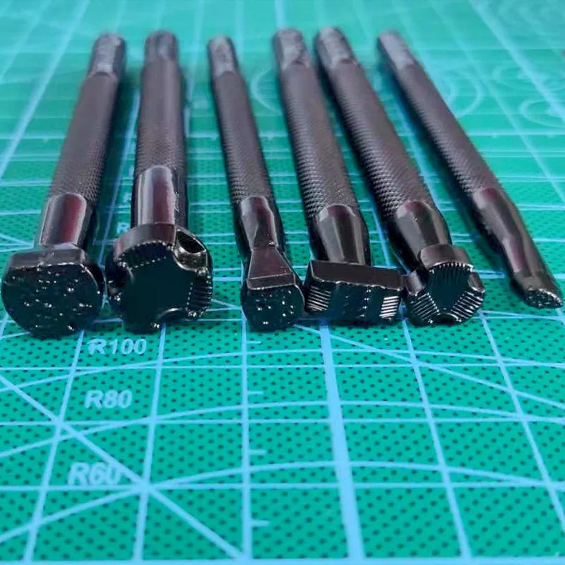 6Pcs Leather Printing Tool Alloy Saddle Making Carving Handmade Leatherwear Craft DIY Punch Stamps Metal Leather Stamping Saddle