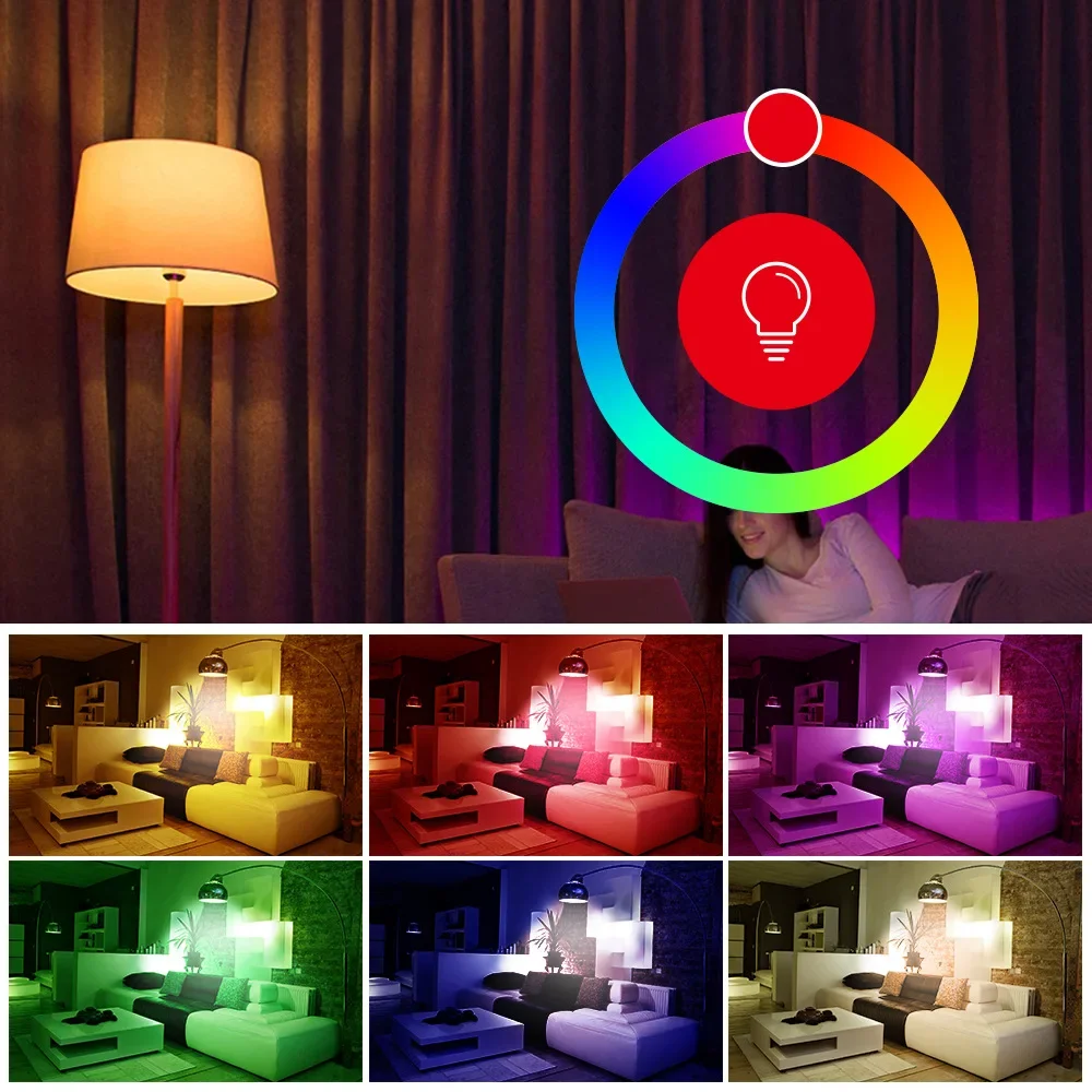 LED Bulb RGB Smart WIFI/Bluetooth Cell Phone Remote Control Dimmable 9/15W Lights Bedroom Ballroom Bar Club Indoor Led Lighting