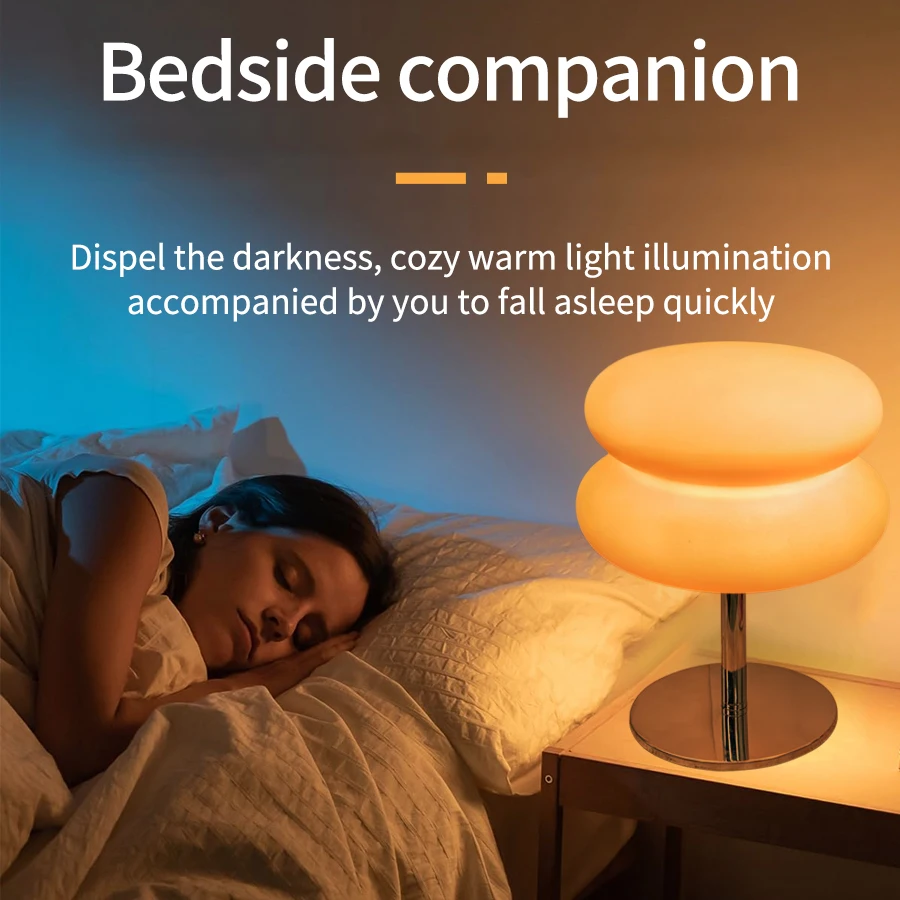 Macaron Glass Table Lamp Trichromatic Dimming Living Room Atmosphere Lamps Eye Protection Night Light Girl Bedroom Bedside Decor