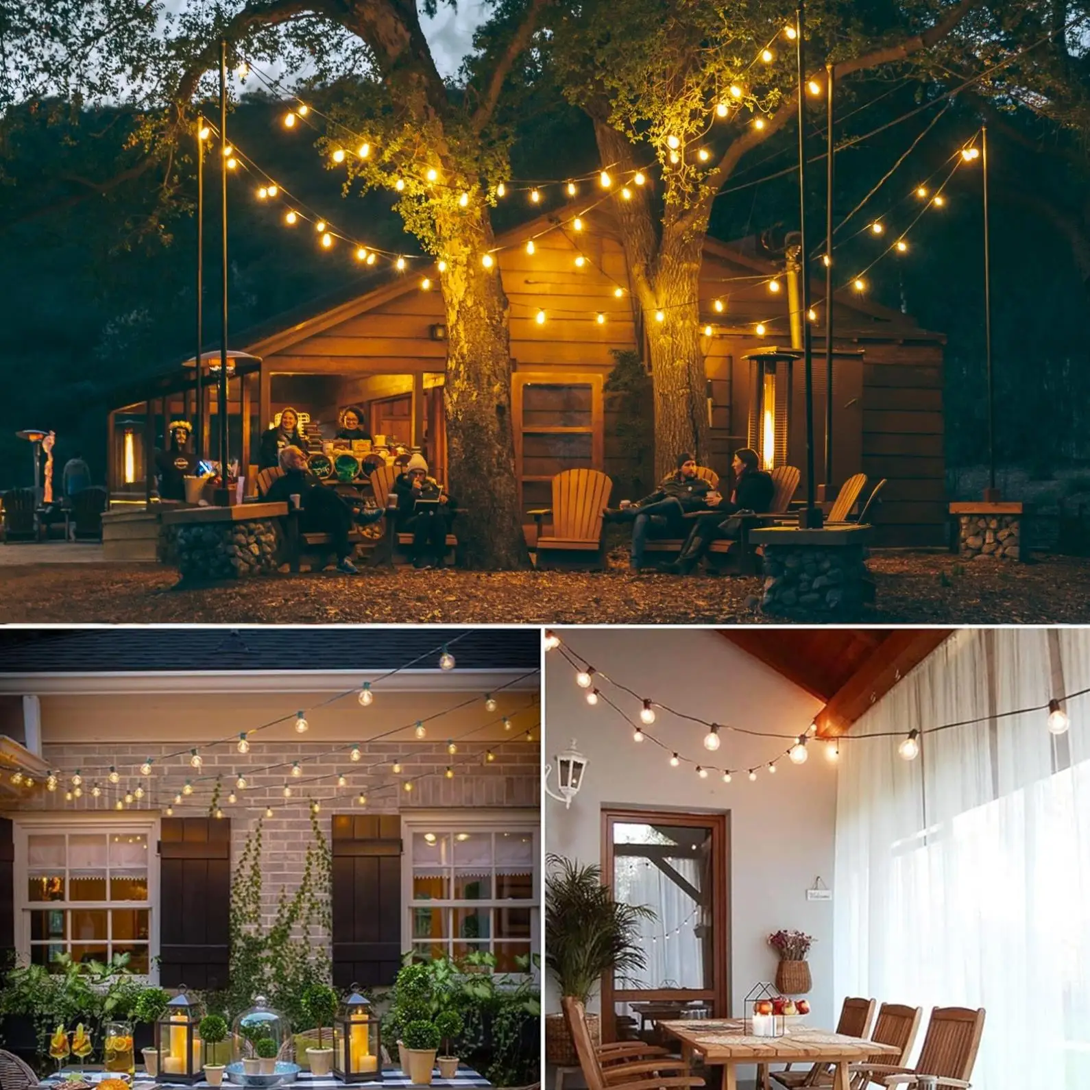 G40 Globe LED-Terrassen-Lichterkette für den Außenbereich, IP44 dimmbare, bruchsichere Glühbirne mit Fernbedienung, E12-Fassungssockel für Garten-Hinterhof-Veranda – Detail 8