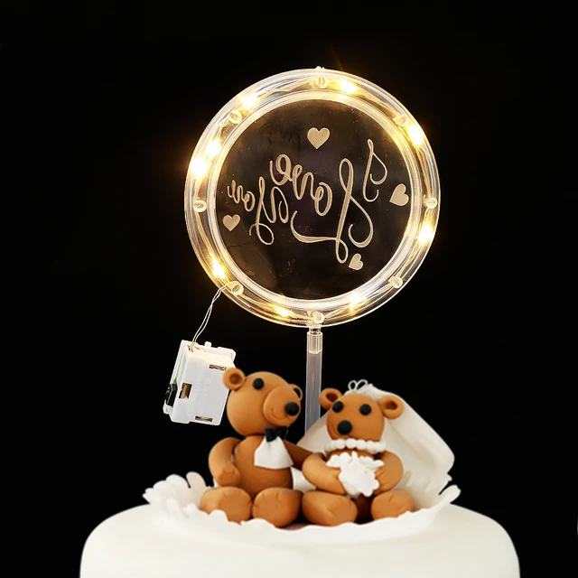 Happy Birthday Led Lights Cake Topper Acrylic Mirror Gold Cake Decorations  With Warm Strip Lights For Birthday Party Decorations - Cake Decorating  Supplies - AliExpress