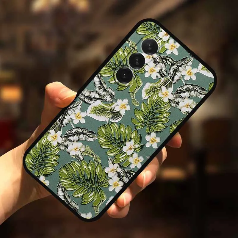 3D Flower Soft Relief Emboss Silicone Back Cover TPU Protector