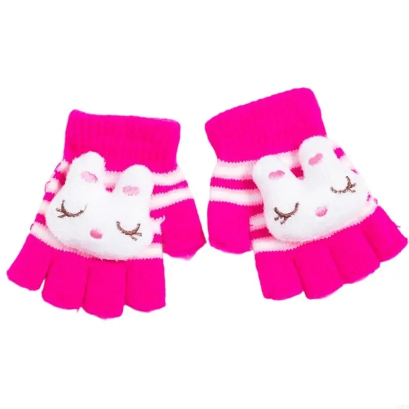 Plüsch-Entenhandschuhe für Kinder, weiche, warme Winteraccessoires mit niedlichem Tierdesign, halber Finger, leicht, A2UB – Detail 10
