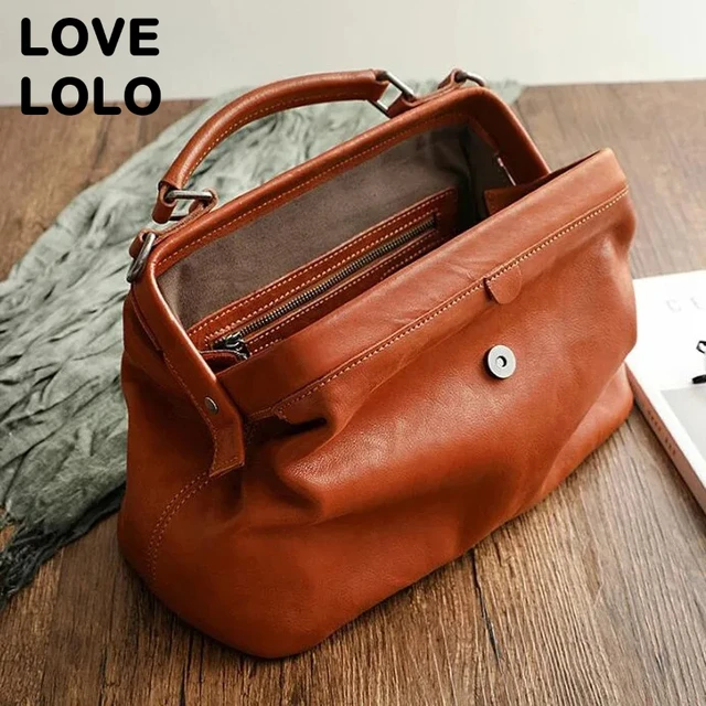 Vintage Doctor Bag for Women Soft Buffalo Leather Crossbody Purse Spacious Cowhide Shoulder Bag High-Quality Retro Handbag 2025 1