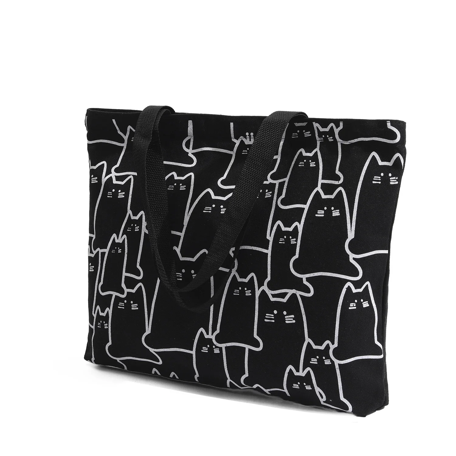 Womens Canvas Handbag Cat | Cat Canvas Tote Zipper | Cat