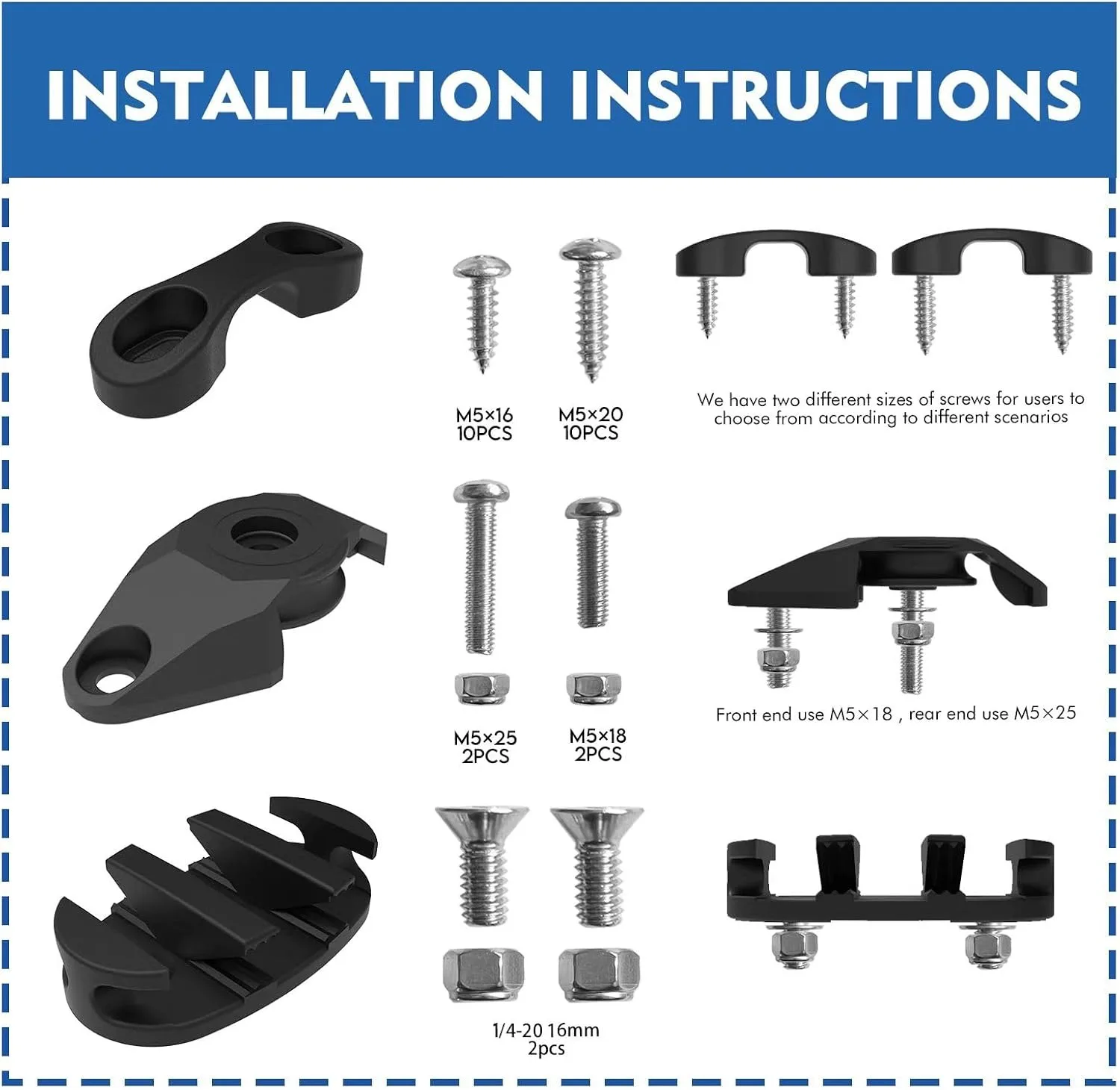 Kit Carrello Ancoraggio Kayak, Set Hardware Sistema Puleggia Ancoraggio Kayak con Corda, Bitta e Accessori di Montaggio per Canoa e Barca - immagine 2
