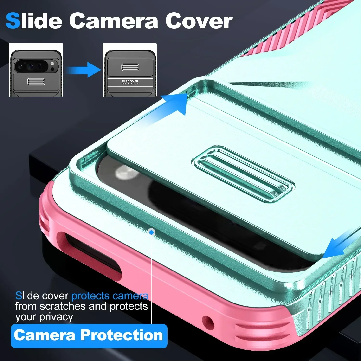 3-in-1 Hybrid Heavy Duty Armor Phone Case with Slide Window and Hard Back Cover