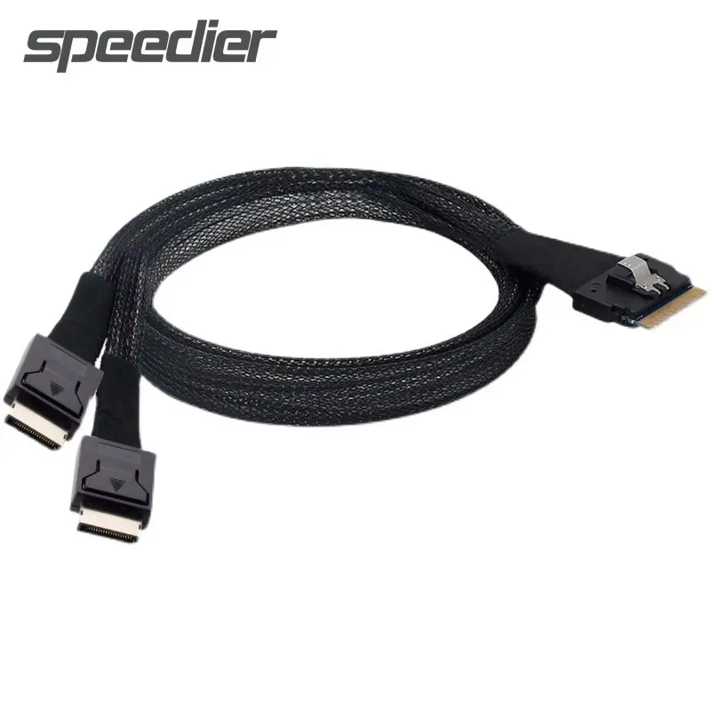 

Slim SAS SFF-8654 8i To Oculink SFF-8611 4i X 2 Data Transfer Cable 16-24Gbps for Server PCI-Express 4.0 Expansion Riser Card