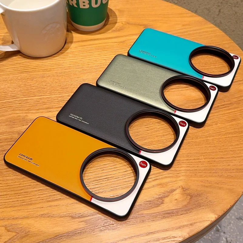Double Pigment Leather Lens Raised Protective Phone Case with Camera Guard