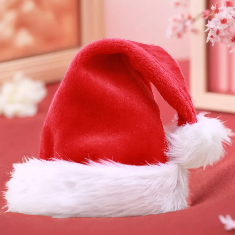 Plush Christmas Hat For Adults and Kids Comfortable Santa Claus Cosplay Supplies Party Decor Pink Coffee Gift