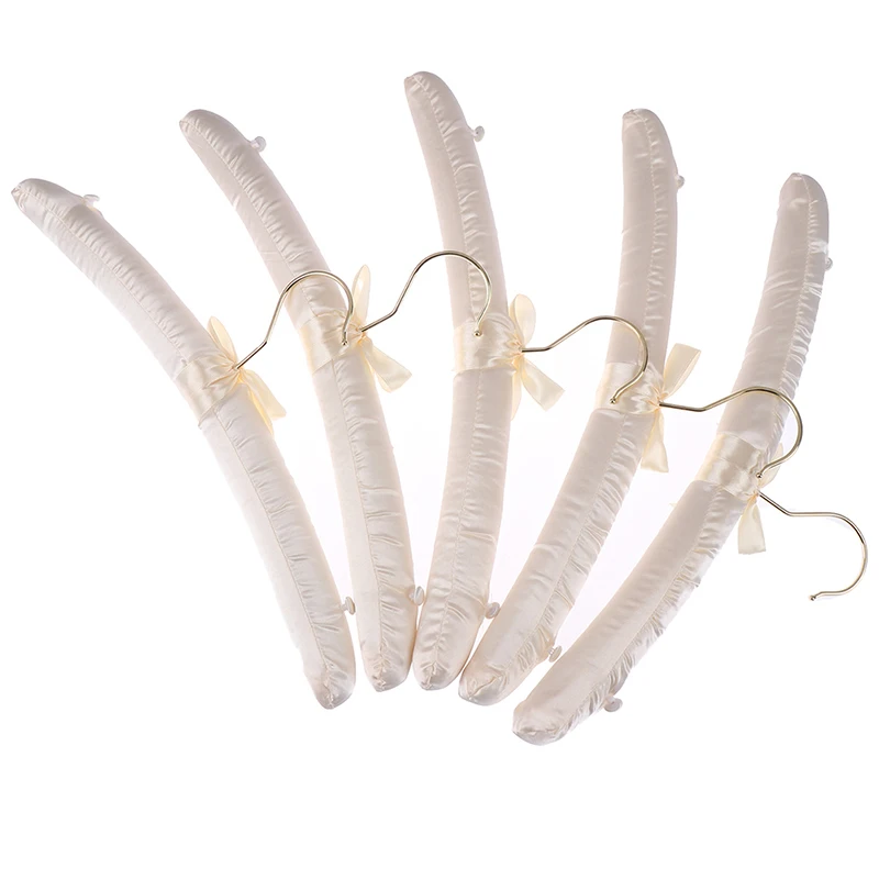 실크 원단 행어 브레이스 화이트 후크 단추, 미끄럼 방지 행어 웨딩 드레스, 의류 행어, 38cm, 5 개