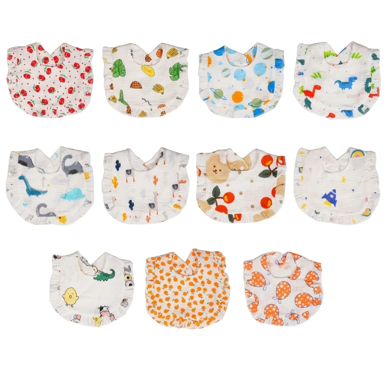 Breathable Baby Bibs Newborn Drooling Bib Cotton Burp Cloths with Adjust Button Infant Saliva Towel Feeding Towel baby apron smock with rice feeding pocket waterproof infant toddler feeding bib saliva towel adjustable children apron