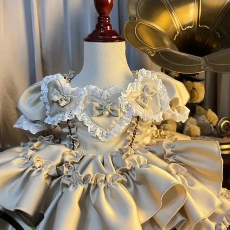 Handgefertigtes Spanisches Lolita-Prinzessinnenkleid für Mädchen, Brautjungfernkleid, Boutique-Fotografie-Kostüm, Mädchen-Partykleid für Hochzeiten – Detail 2