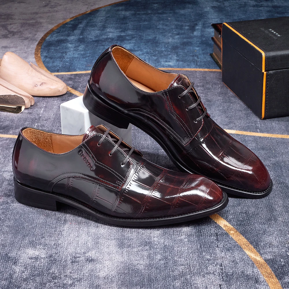 Formelle Oxford-Schuhe für Herren, komplett aus Rindsleder, hochwertige Außensohle aus echtem Leder, handgenäht, für Arbeit, Bankette, Hochzeiten – Detail 1
