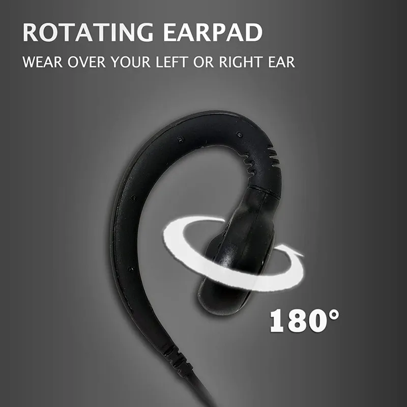 RISENKE-C Shape Swivel Headset, Earpiece Earphone with PTT Mic for Motorola CP100 CP200D CLS1110 CLS1410 EP450 GP308