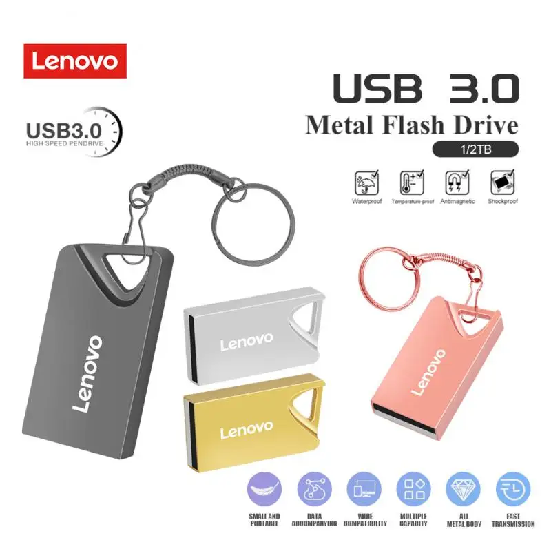 Lenovo Mini Pendrive 2Tb Usb Flash Driver Ad Alta Velocità Pen Drive File Transfer Metal 1Tb Memoria Impermeabile Portatile Per Fotocamera