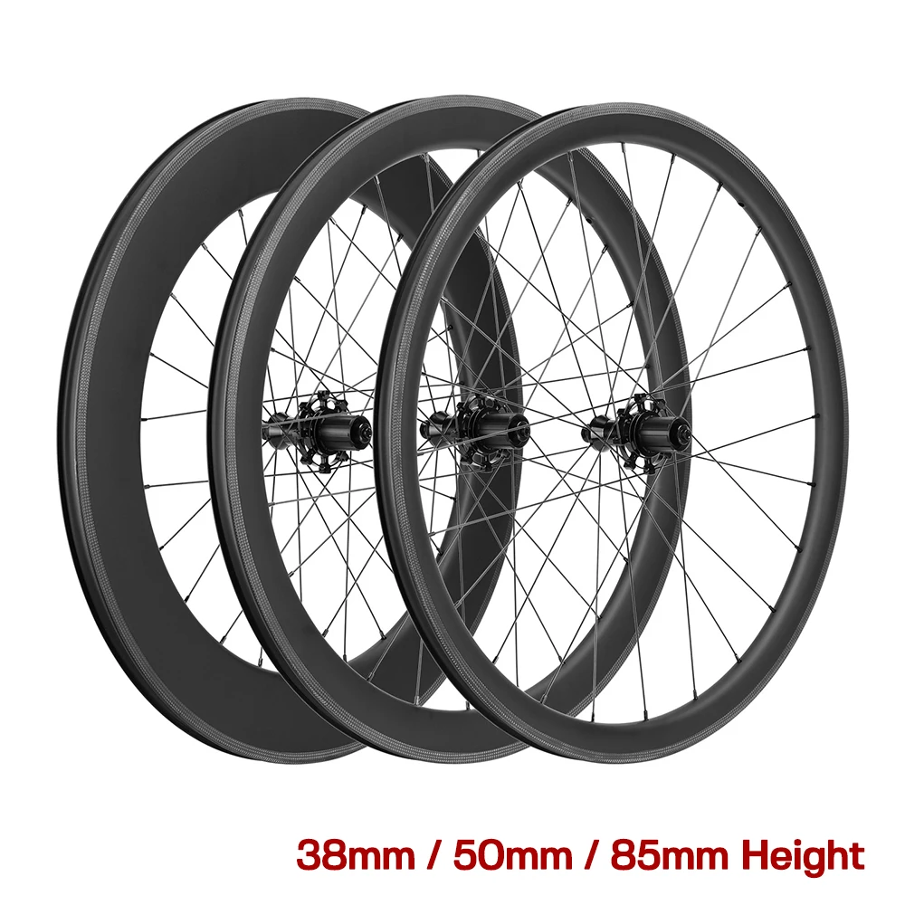 

Lightweight 700C Racing Bike Wheelsets Sealed Bearing Quick Release 24H Carbon Fiber Road Bicycle Wheels 28" 38/50/85mm Rim