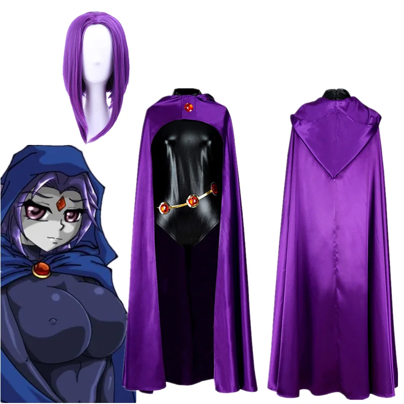 

Anime Raven Cosplay Costume Women Sexy Clothes Cloak Jumpsuit Suit Halloween Party Full Set