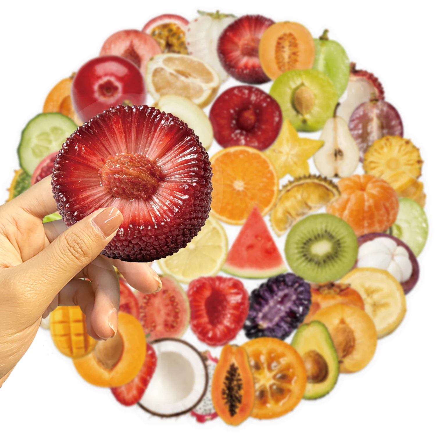 50pcs 과일 컷 커틀 PET 낙서 스티커 장 전화 케이스에 적합 워터 컵 기타 크리 에이 티브 방수 선물 데칼