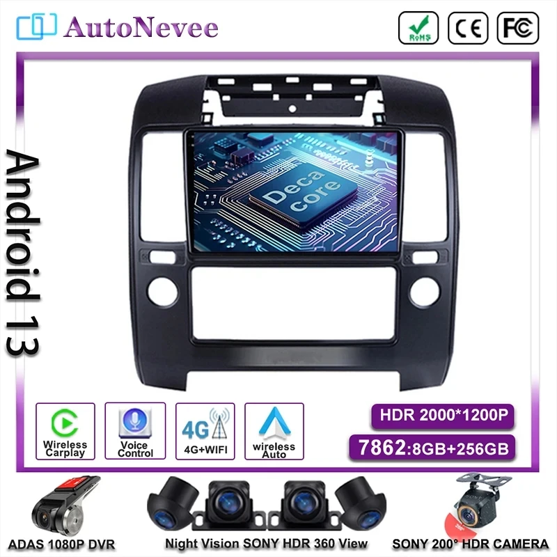 

Android 13 DVD NO 2DIN Carplay For Nissan Navara 3 D40 2004-2010 Car Auto Radio Stereo Multimedia Player GPS Navigation Screen