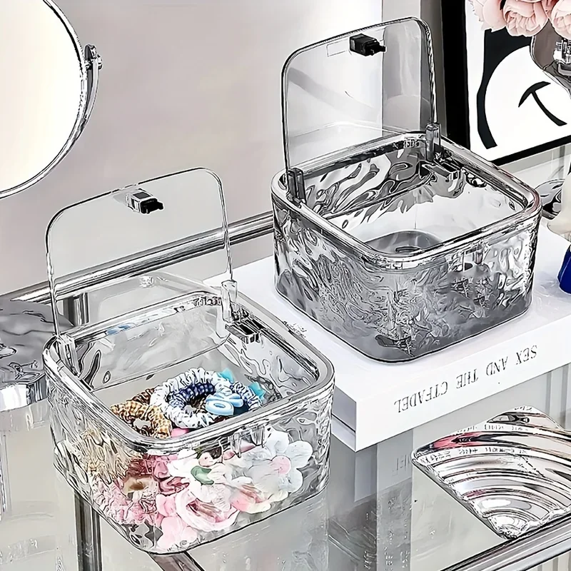 Hair Accessories Organizer Storage Box Clear Acrylic Hair Tie Organizer Headband Bows Cotton Swab Organization Bathroom
