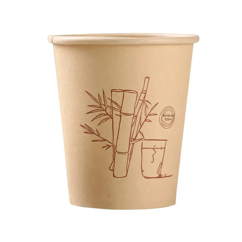 Thickened Paper Fiber One-time Use Cups Office Food Grade Water Cups Bamboo Fiber 50 Pieces Set Disposable Tableware