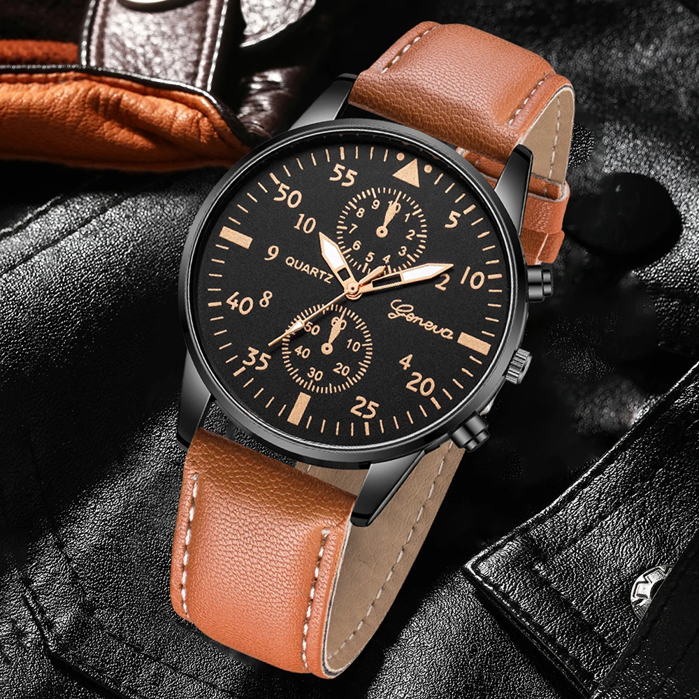 3PCS Men's Fashion Watch Set Business Trend Versatile Retro Classic Round Dial Quartz Watch Set as a Holiday Gift for Him 5