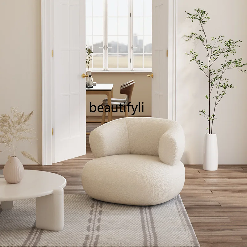 

Тканевый одинарный диван с защитой от царапин, кресло в кремовом стиле для гостиной, кресло для отдыха, балконное кресло