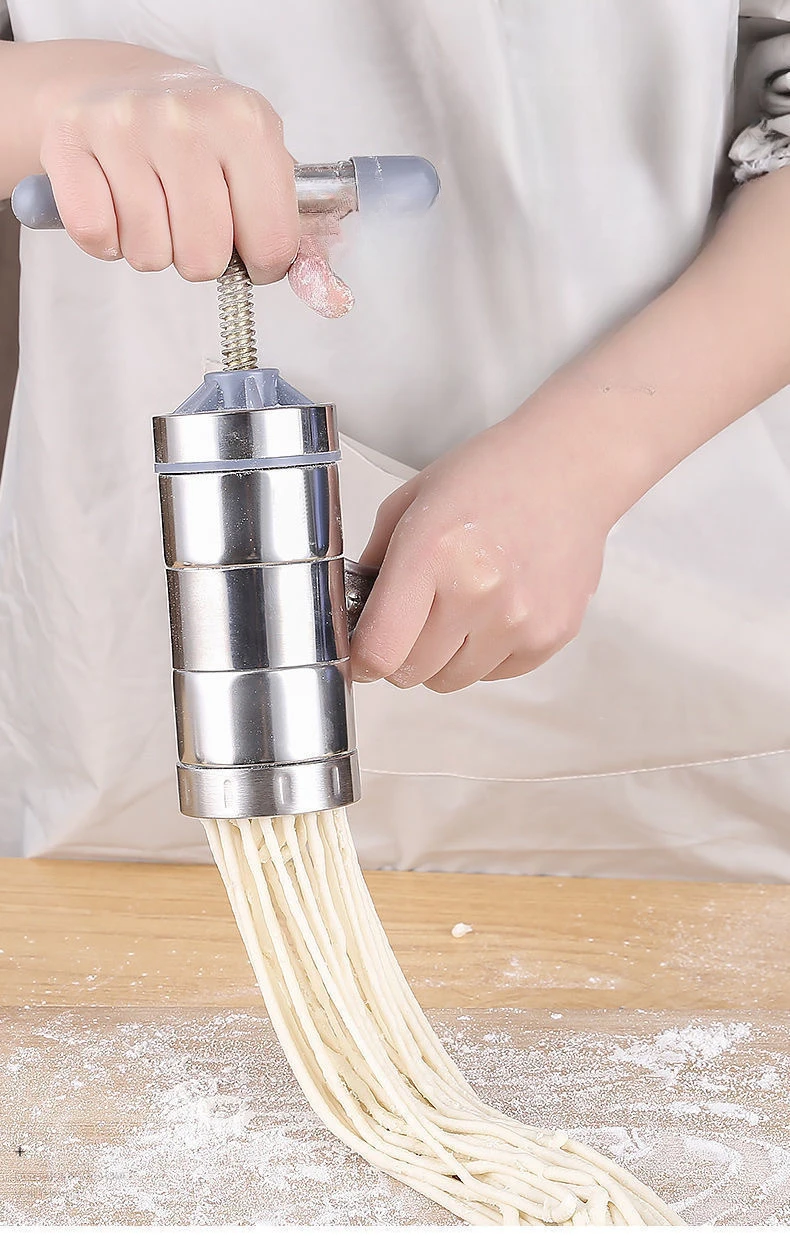 1pcs Stainless Steel Manual Noodle Maker Press Machine for Home Use Pasta Dough Roller with 2 Moulds Kitchen Tool
