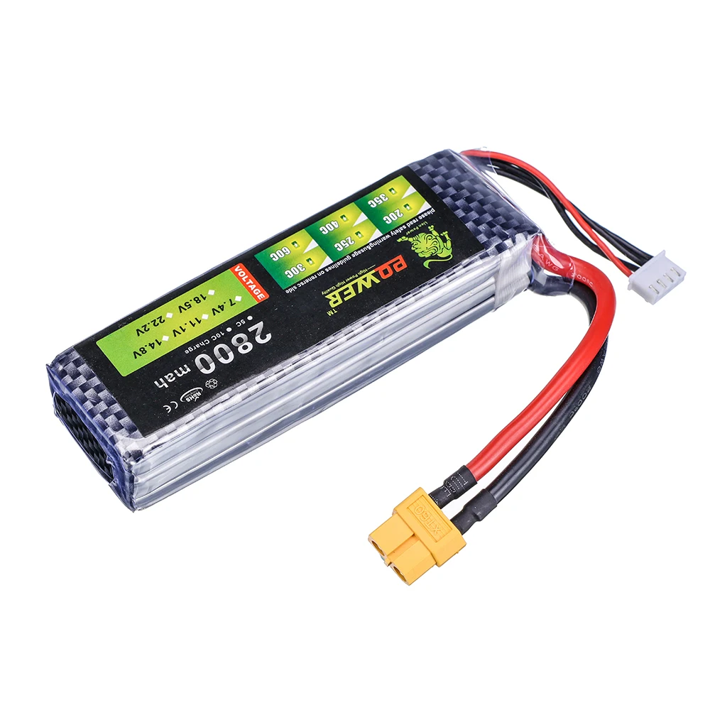 Batterie LiPo 7.4V 11.1V 14.8V 2800mAh pour RC Drone Voiture