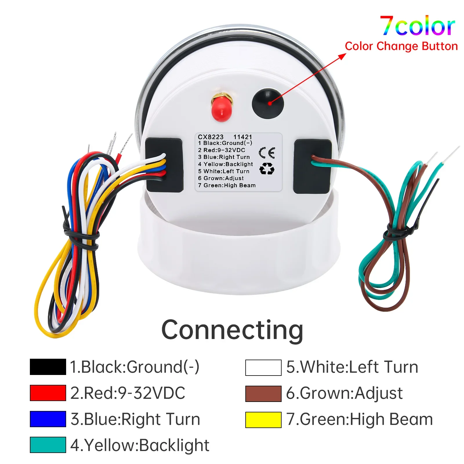 Velocímetro GPS para coche, medidor de velocidad con antena GPS 3 en 1, 85MM, retroiluminación de 7 colores, 12V, 24V