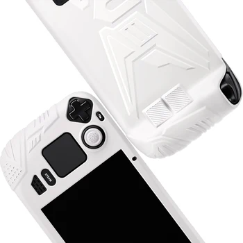 PlayVital Armor Protective Case for Steam Deck LCD, Soft Silicone Case W/Back Button Enhancement Designed & Thumb Grips -White 2