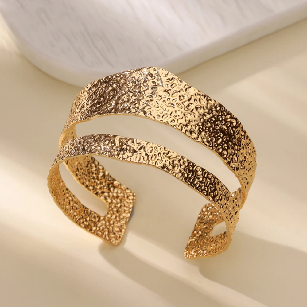 Stainless Steel Bangle For Women Geometric Gold