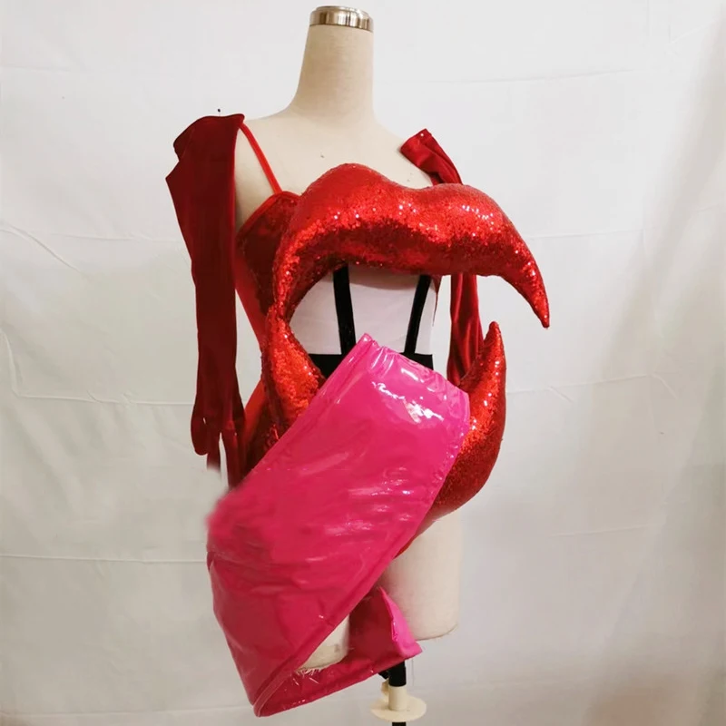 Ropa de baile Gogo Sexy para mujer, traje de lentejuelas rojas con