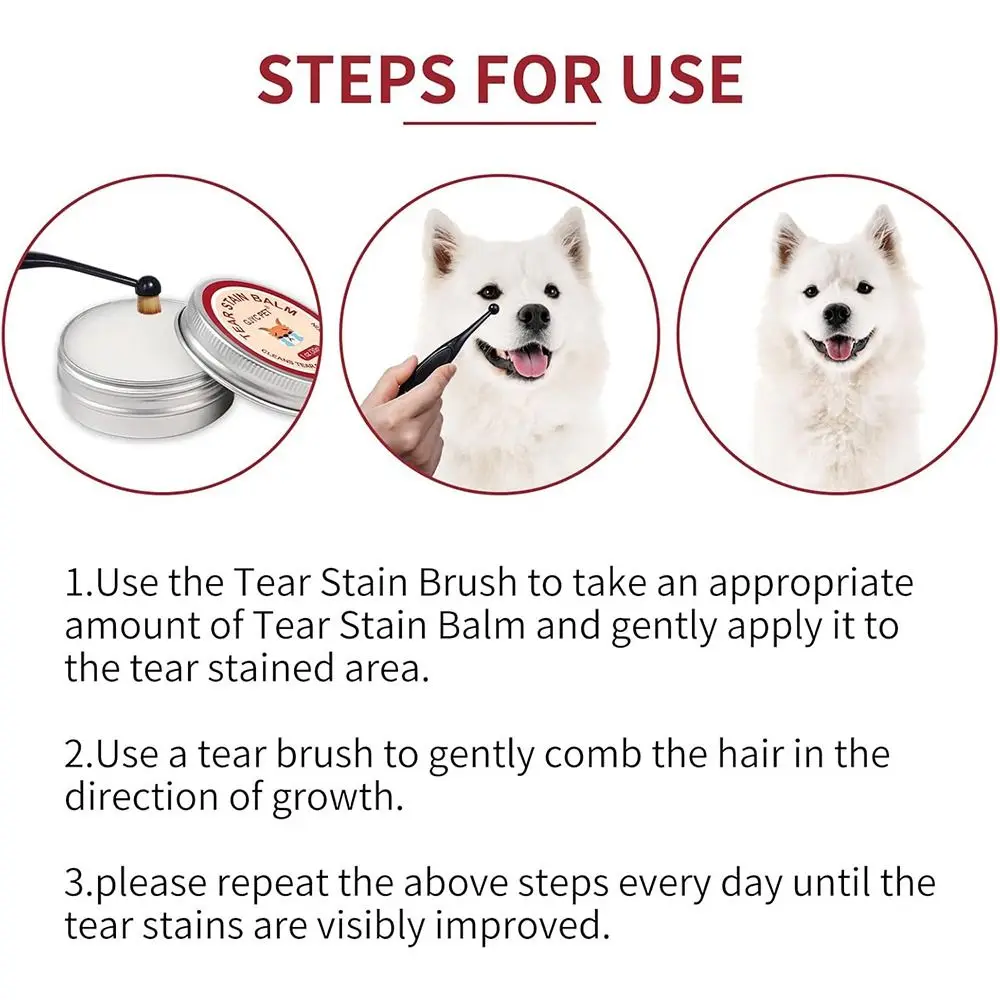with Professional Brush Pet Tear Stain Remover Balm Safe Gentle Removes Tear Stains Eye Care Reduces Redness