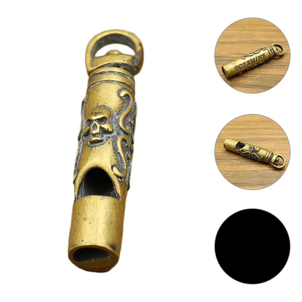 

Copper Whistle Sports Keychain Delicate Decorative Portable Camping Brass Emergency