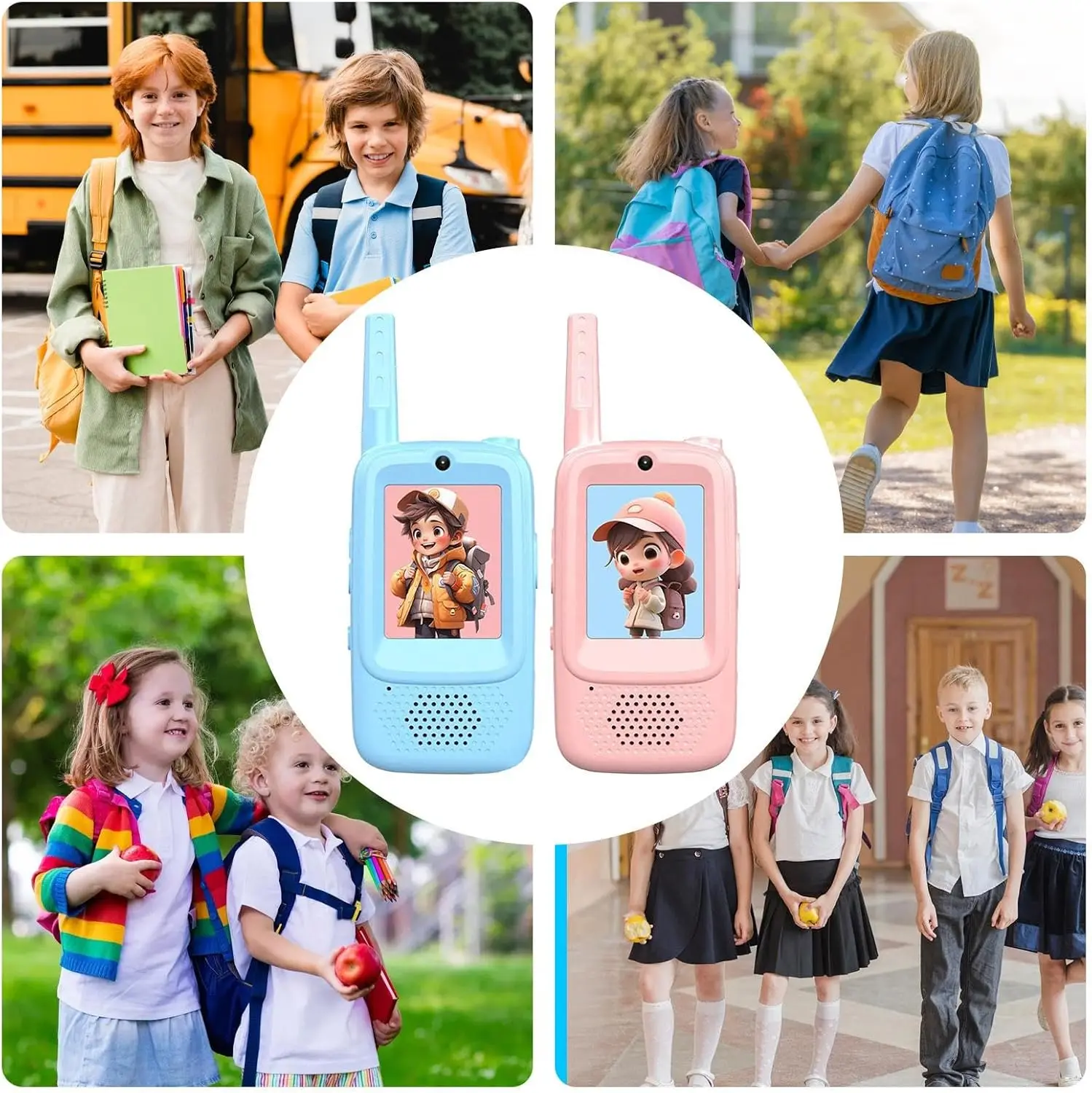 AIRITON Kid Walkie Talkie HD Sound with Selfie Photo & Emoticons - Children's Video Gift Set, 2PCS